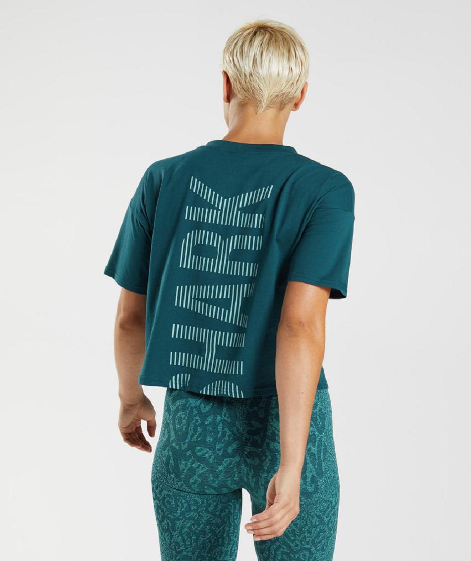 Gymshark 315 Midi Ženske T Shirts Tirkizne Plave | HR 3256YXF